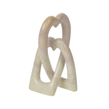 Kisii Stone Eternal Knot Heart Sculpture (6&quot; H)