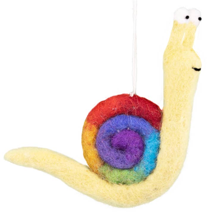 Rainbow Snail Felt Ornament