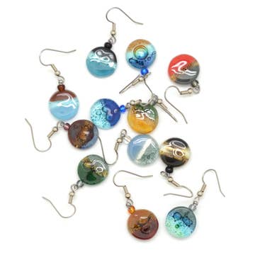Tiny Round Glass Earrings - Assorted