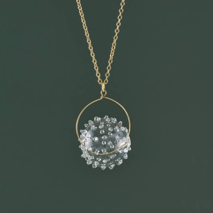 Blown Glass Ball Pendant Necklace (30" L)