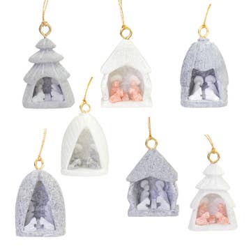 Mini Alabaster Nativity Ornament