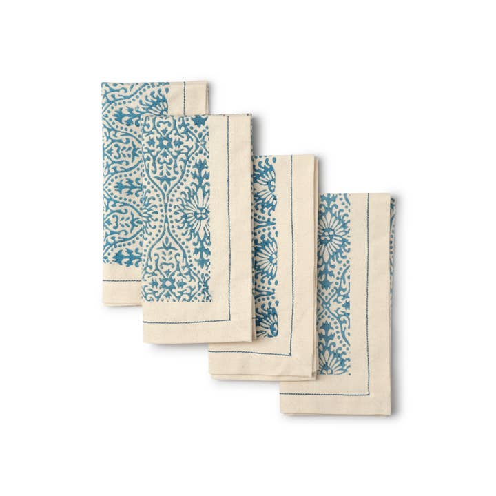 Motifs Fog Block Print Cotton Napkin - Set of 4