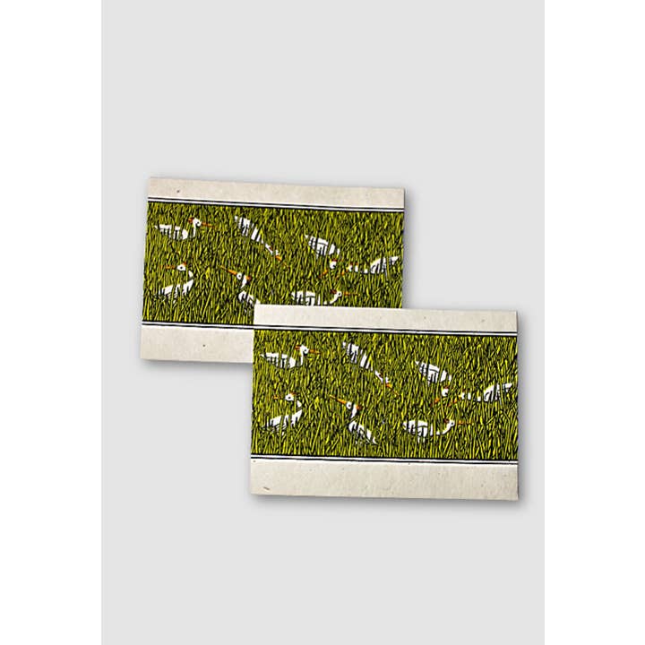 Egrets Rice Paddy Handmade Tree-Free Paper Card