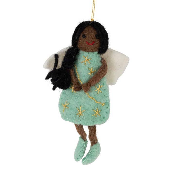 Felt Angel Ornament with Braid & Boots (4" H)