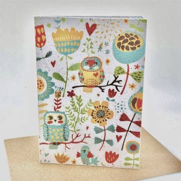 Owls & Flowers Growing Paper Card