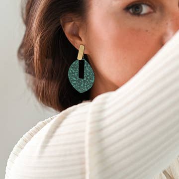 Teal Patina Sphere Drop Earrings