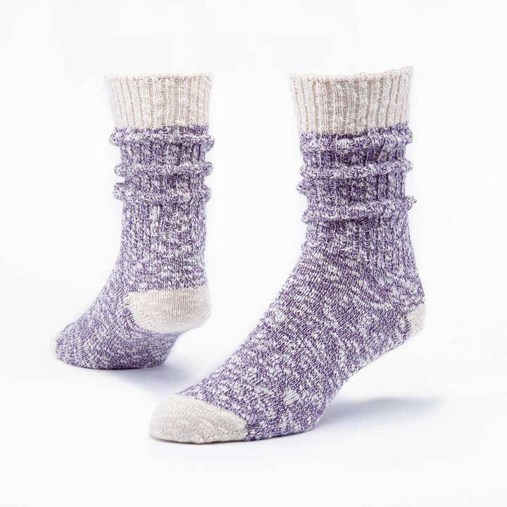 Heathered Ragg Organic Cotton Socks - Purple, Medium (9-11)