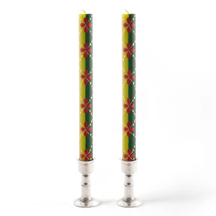 Christmas Handpainted Taper Candle - Set of 2