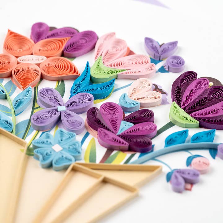 Quilled Playful Flower Bouquet Card