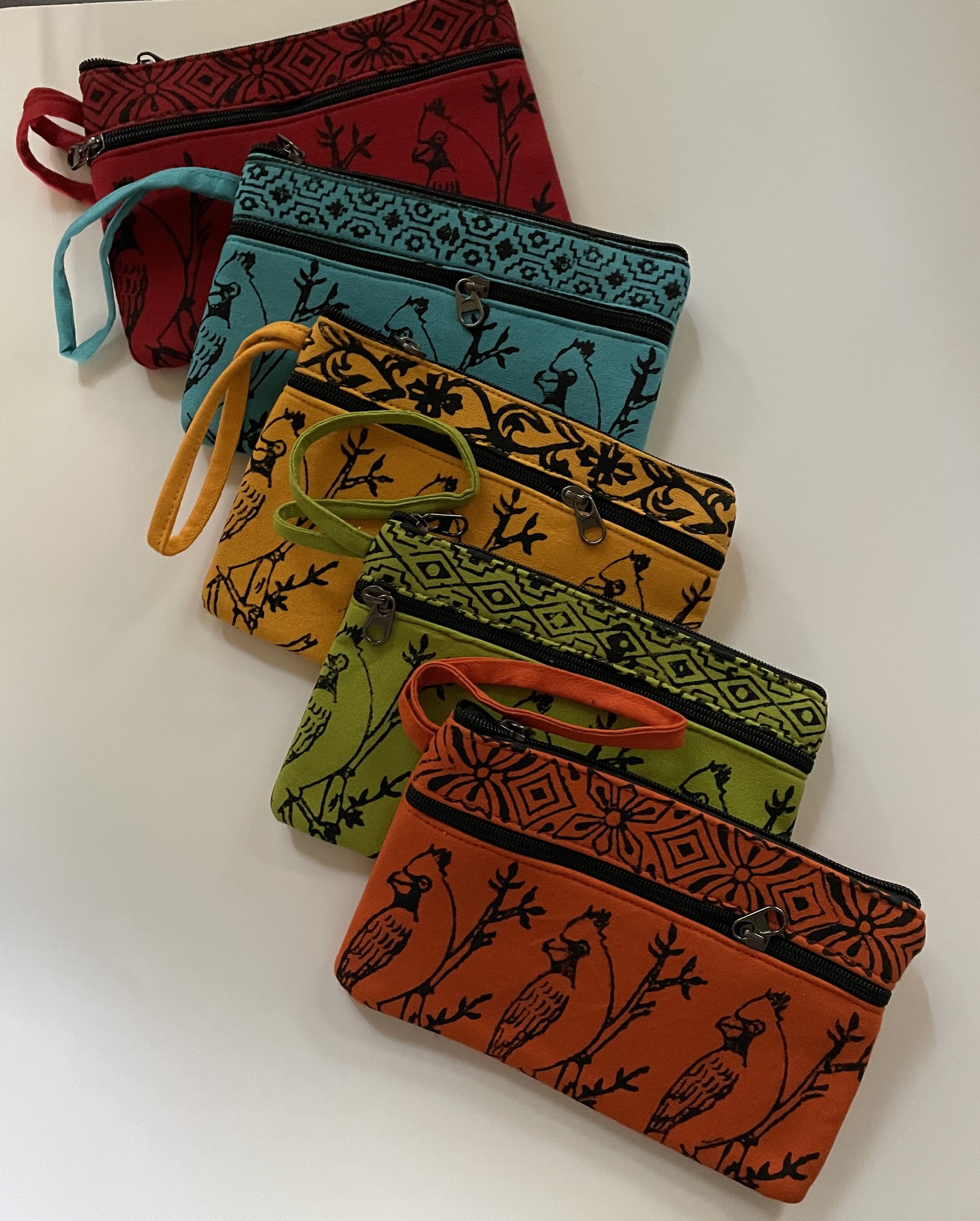 Cardinal Wristlet Clutch Blockprint - Ram Shekhar