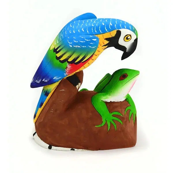 Balsa Wood Painted Sculpture Parrot/Animal (9&quot; H)