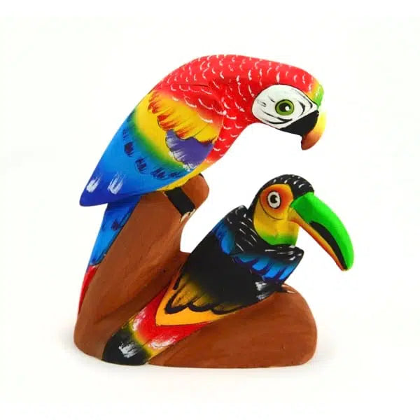 Balsa Wood Painted Sculpture Parrot/Animal (9&quot; H)