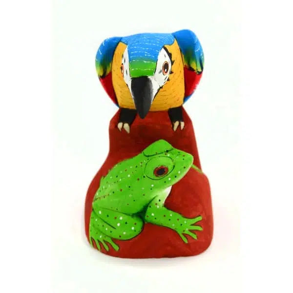 Balsa Wood Painted Sculpture Parrot/Animal (9&quot; H)