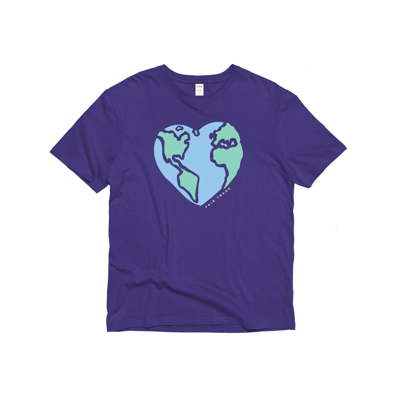 Globe T-Shirt Premium Cotton Purple with Short Sleeves - GOEX