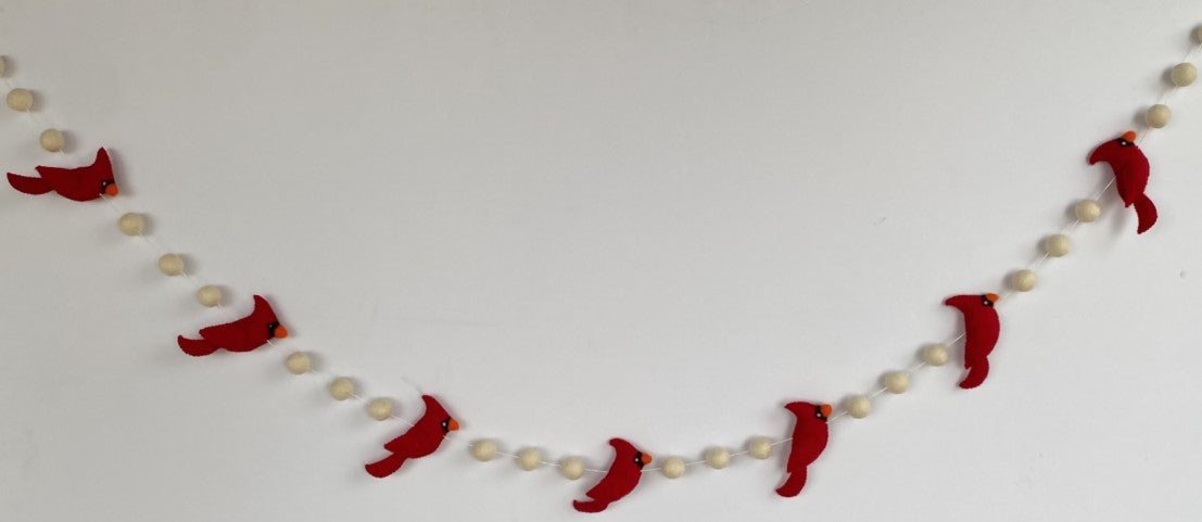 Cardinals &amp; Felt Balls Garland
