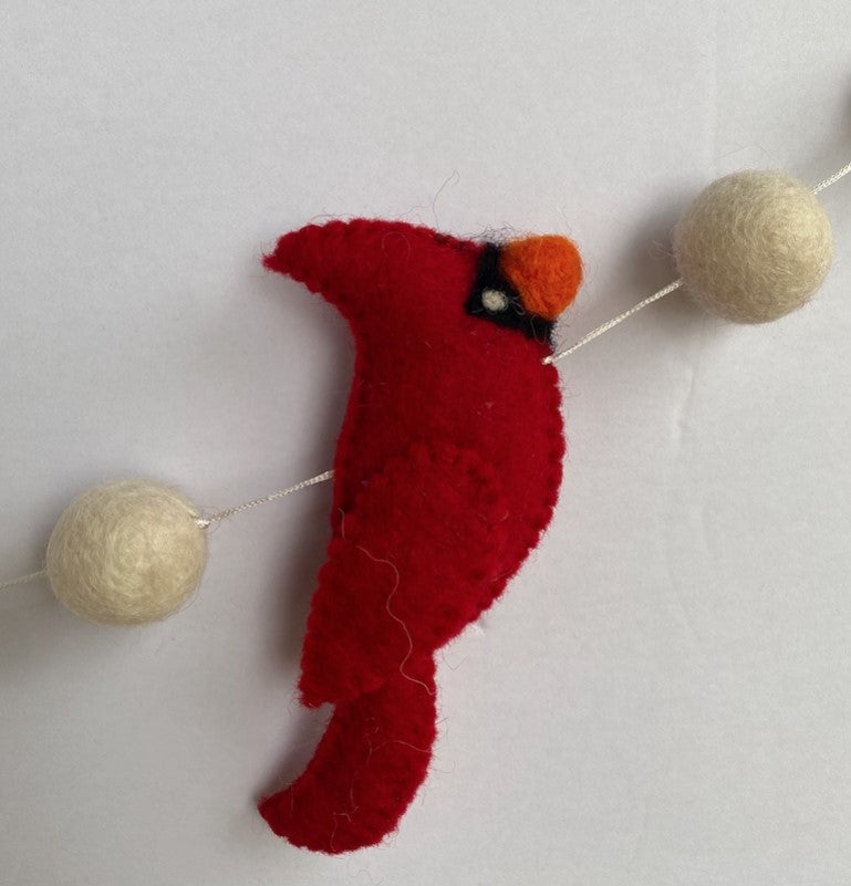 Cardinals &amp; Felt Balls Garland