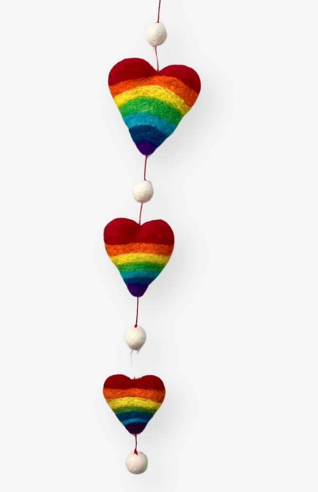 Rainbow Heart Felt Garland
