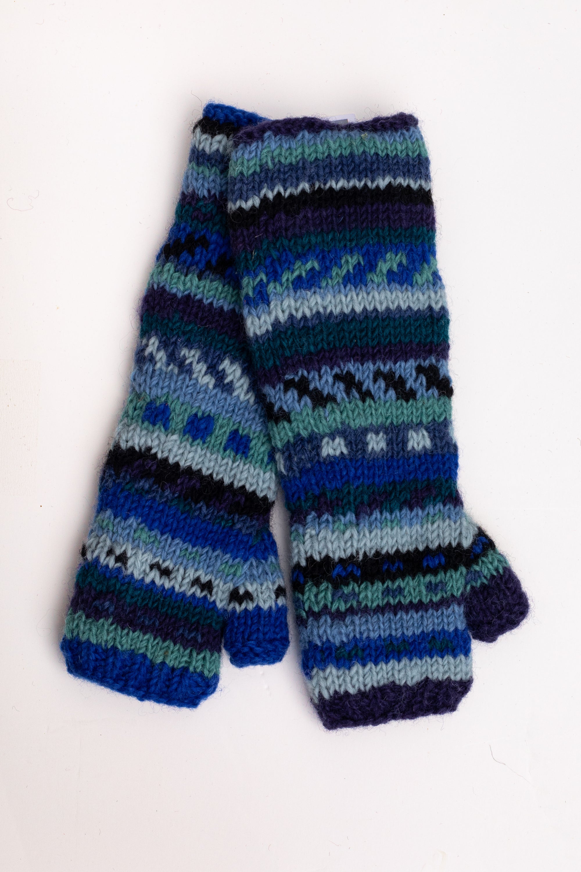 Wool Armwarmers (Blue) - Made in Nepal