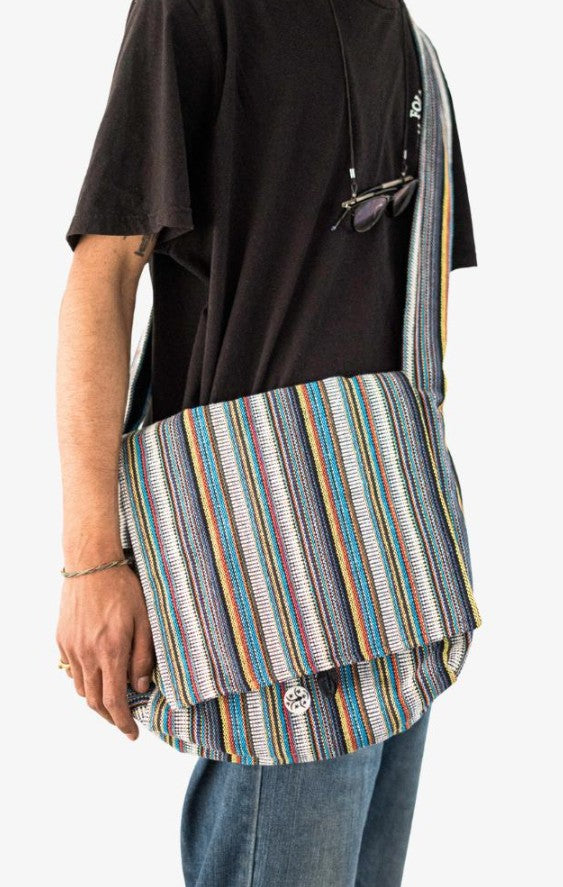 Gyari Stripe Messenger Bag (14" W x 10" H) - Assorted