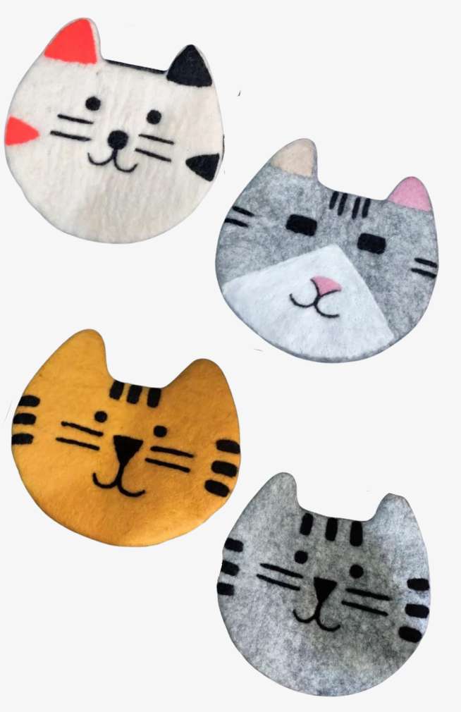 Cat Felt Coasters - Set of 4