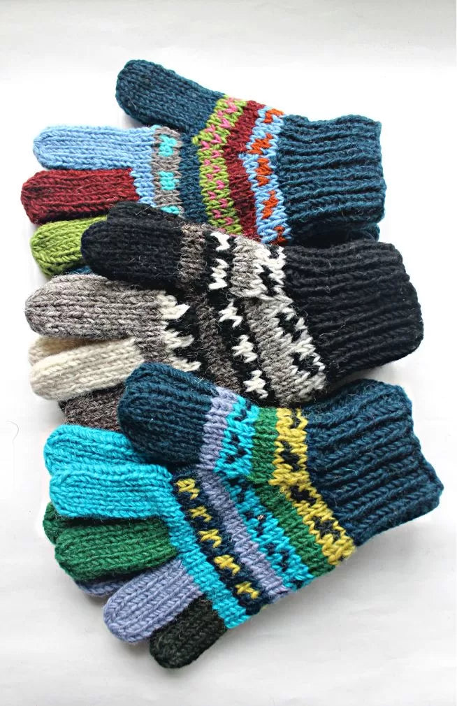Handknit Wool Gloves - Assorted