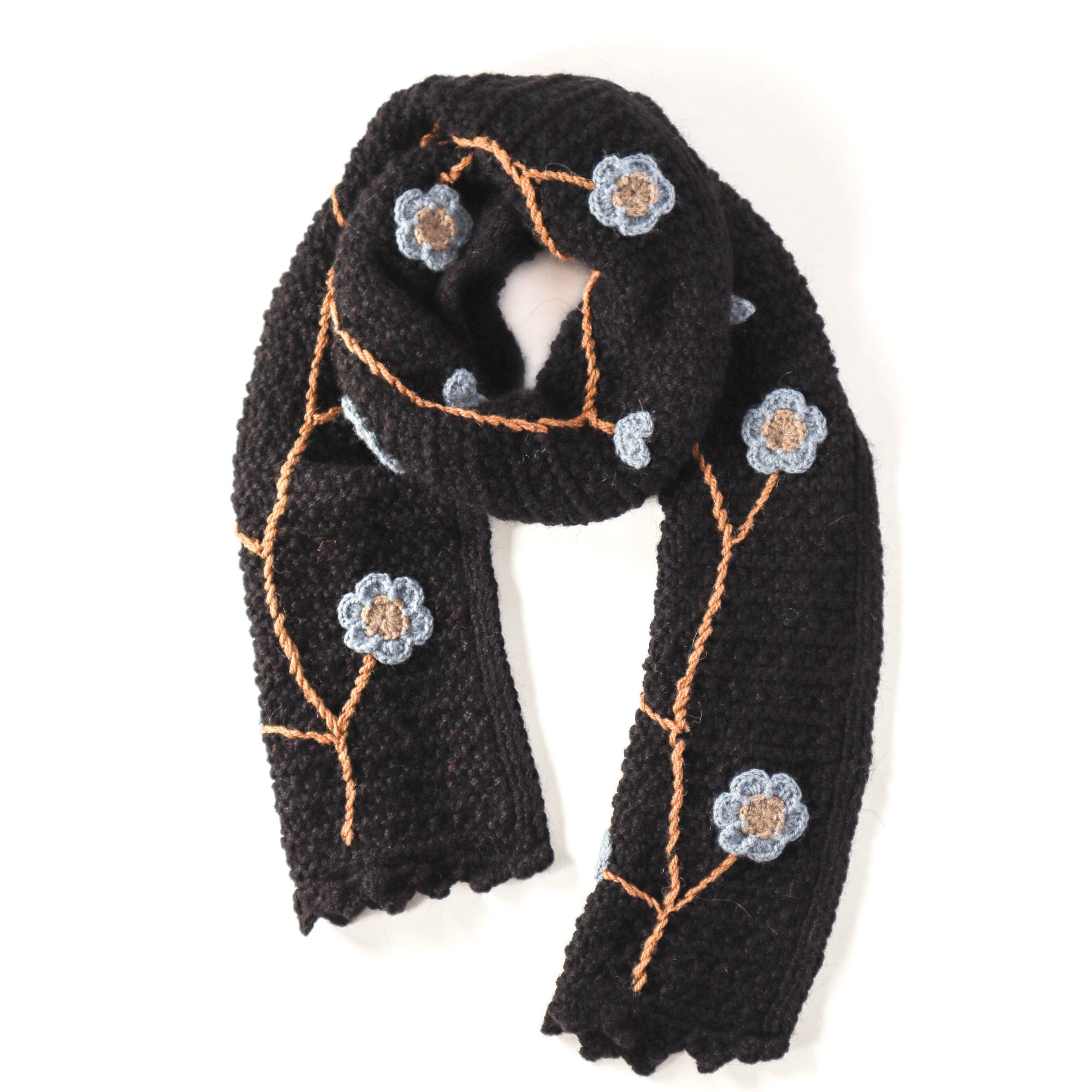 Embroidered Floral Alpaca Blend Scarf