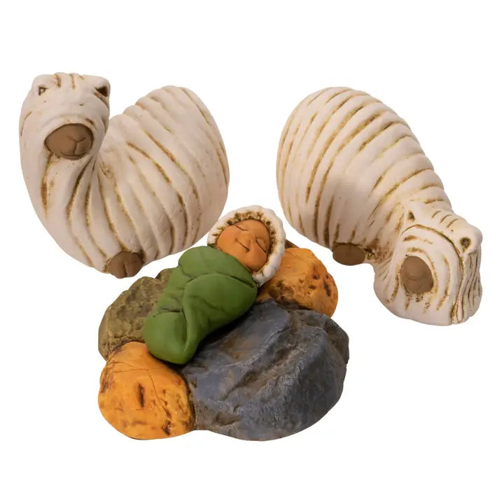 Ceramic Nativity Set with Alpacas, Small - Set of 5