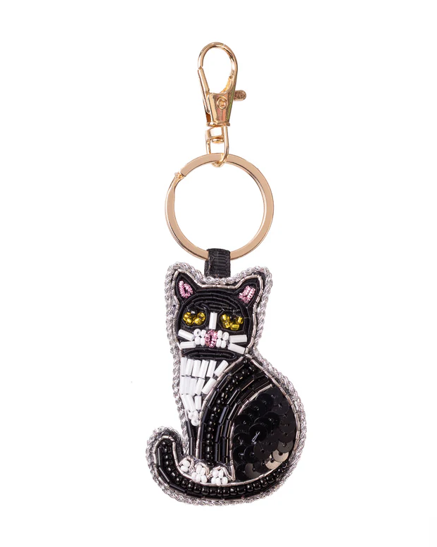 Beaded Cat Bag Charm Keychain
