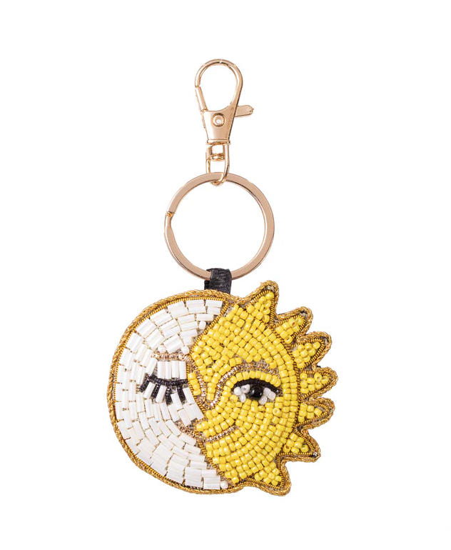 Beaded Sun &amp; Moon Bag Charm Keychain