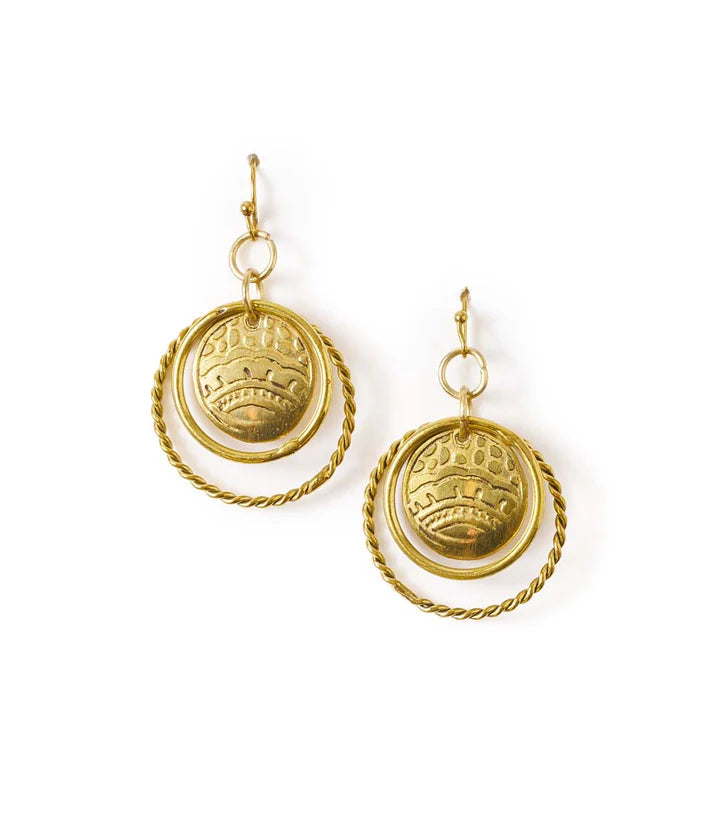 Embossed Rings & Disc Earrings
