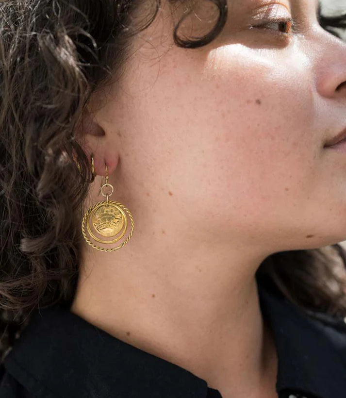 Embossed Rings &amp; Disc Earrings