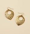 Embossed Teardrop Brass Earrings