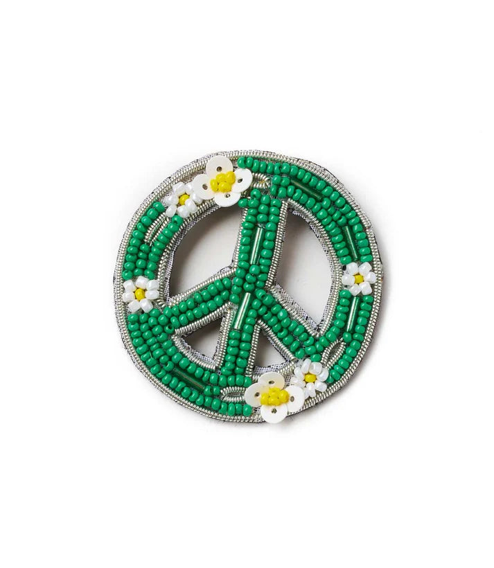 Beaded Peace Sign Pin
