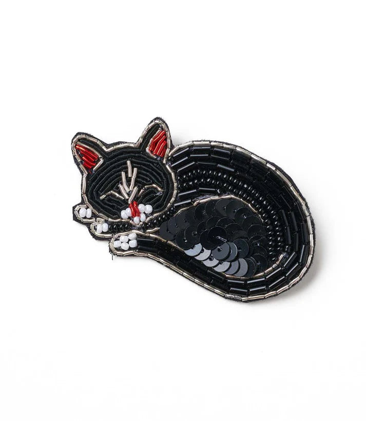 Beaded Black Cat Pin