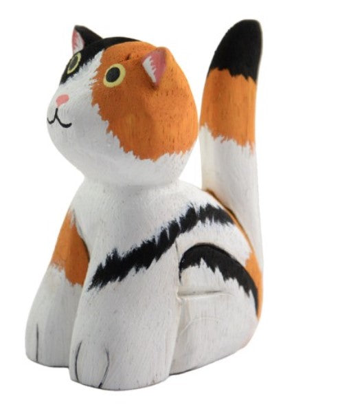 Balsa Wood Painted Calico Cat