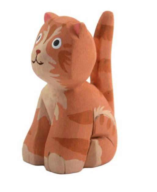 Balsa Wood Painted Tabby Cat