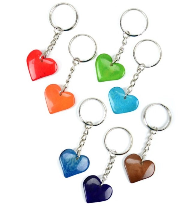 Tagua Nut Heart Keychain - Assorted