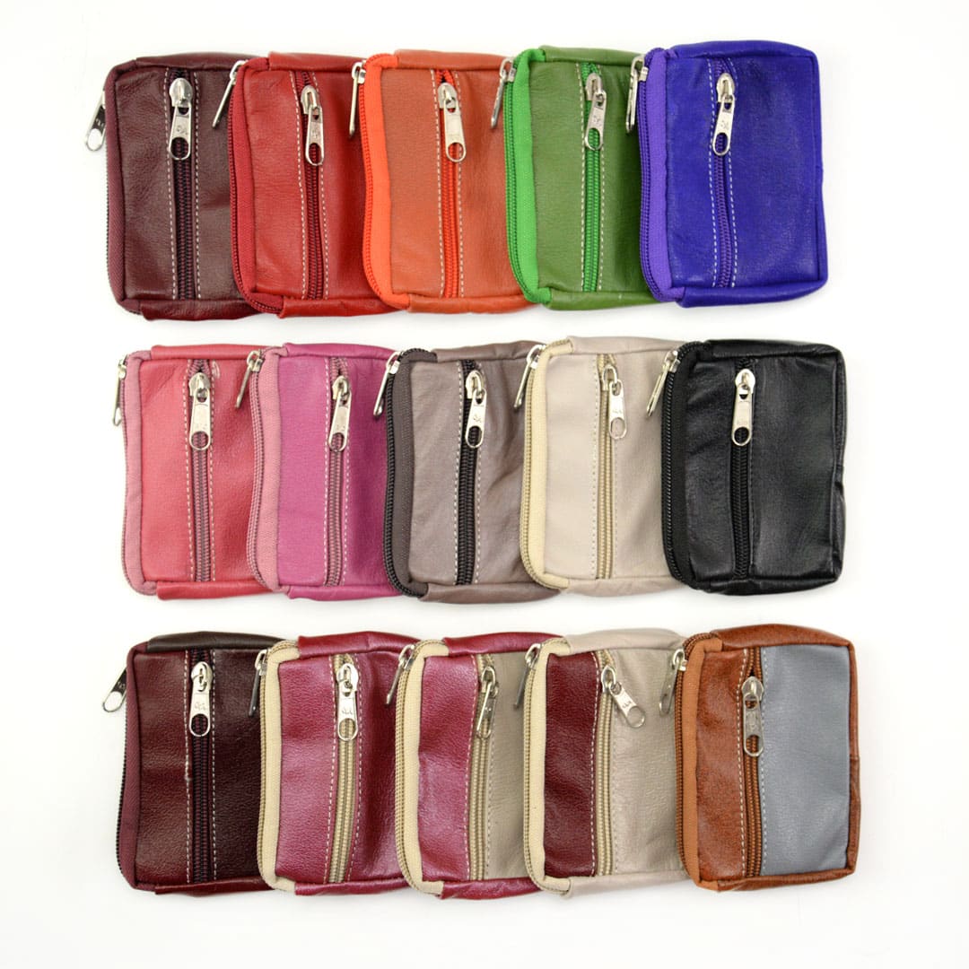 Compact Leather Coin Purse - Assorted
