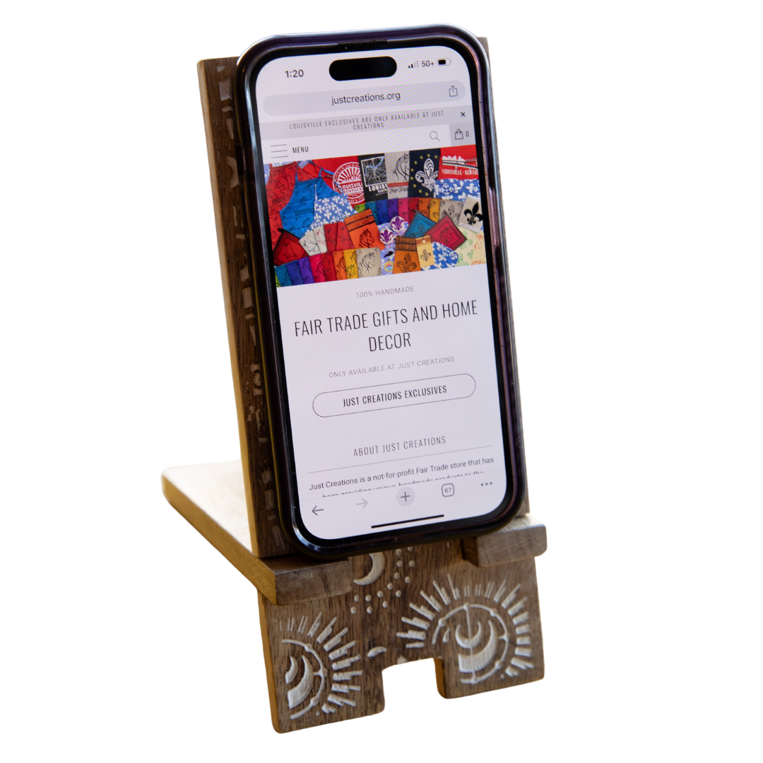 Mango Wood Mandala Phone Holder - Asha