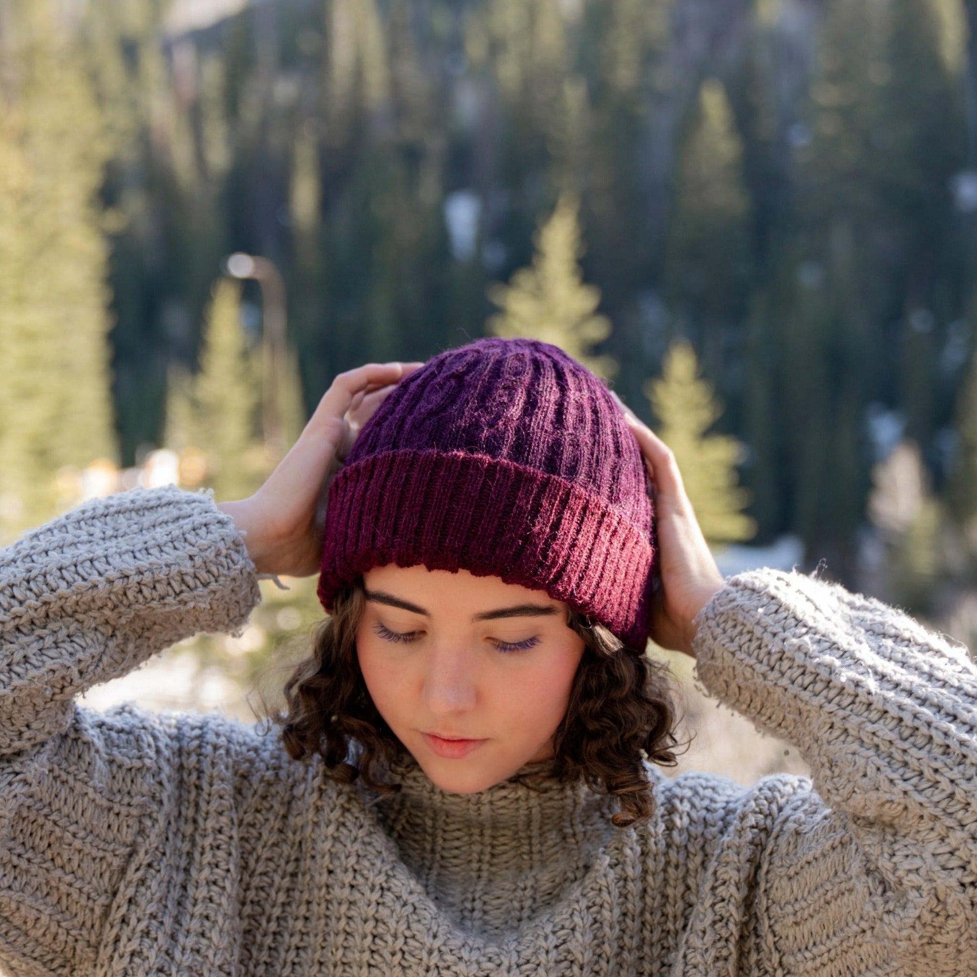 Reversible Cable Knit Alpaca Hat - Assorted