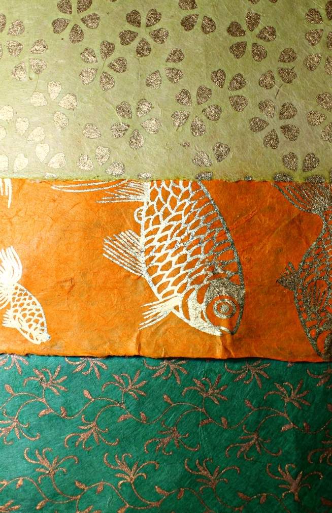 Fleur-de-Lis Handmade Lokta Dyed Wrapping Paper - Assorted