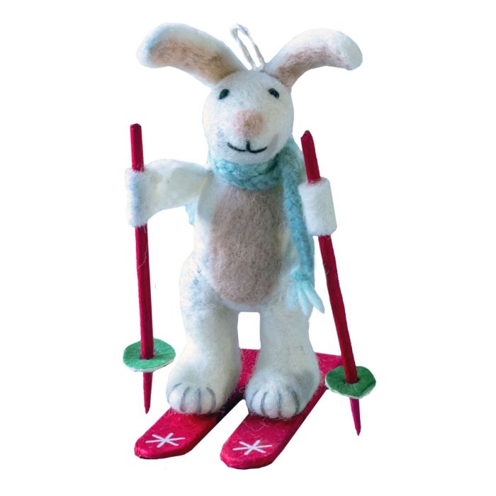Skiing Bunny Felt Ornament
