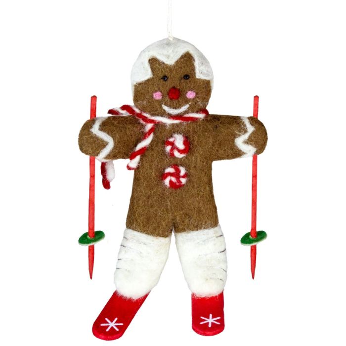 Skiing Gingerbread Pal Felt Ornament