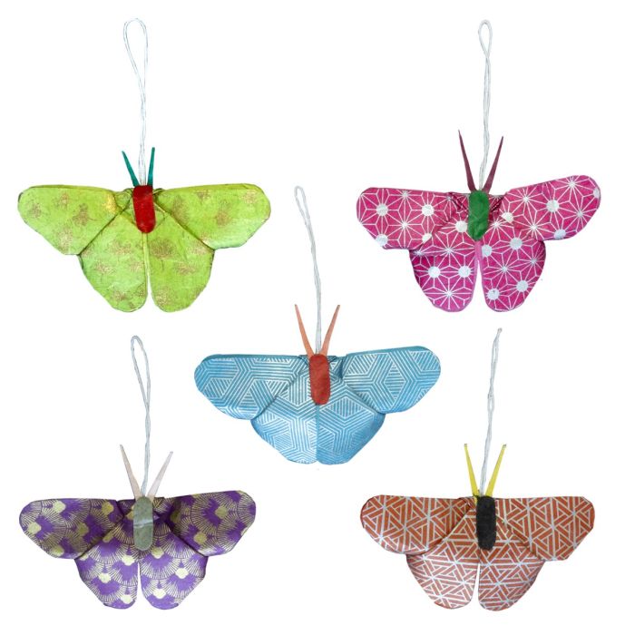 Origami Butterfly Ornaments - Set of 5