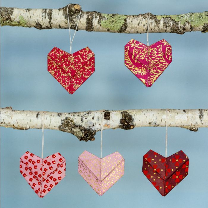 Origami Heart Ornaments - Set of 5