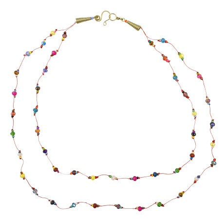 Crystal &amp; Seed Bead 2-Strand Necklace - Guatemala