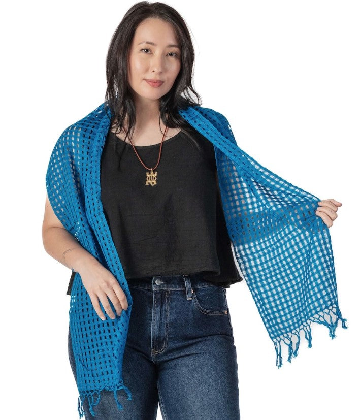 Cotton Windowpane Scarf