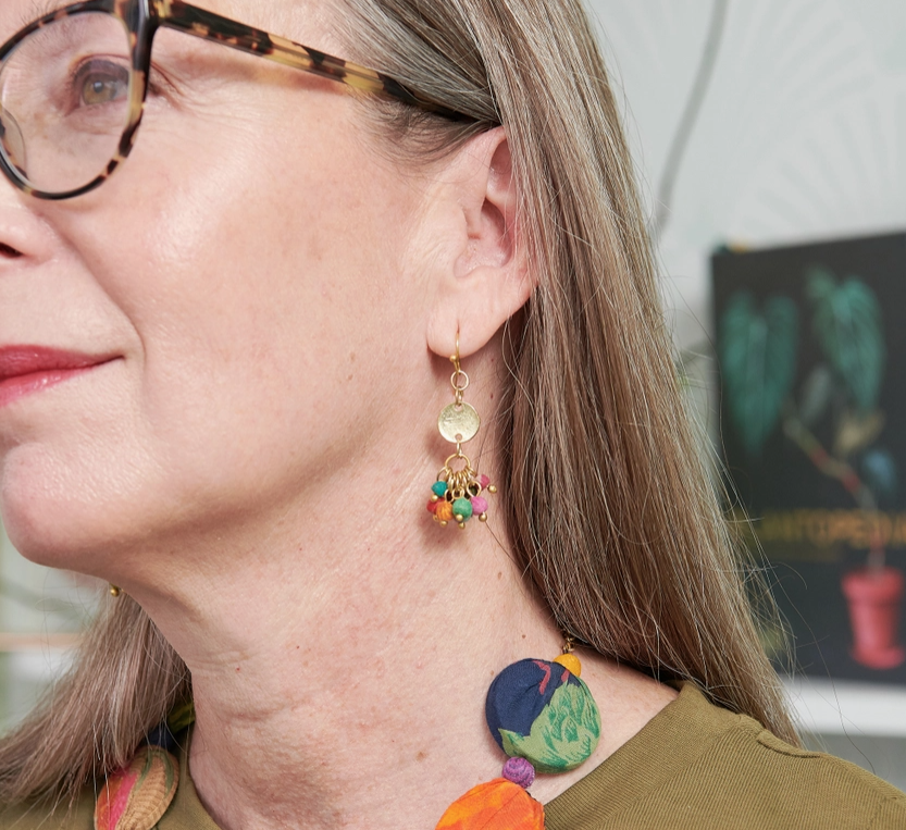 Kantha Cluster Charm Earrings