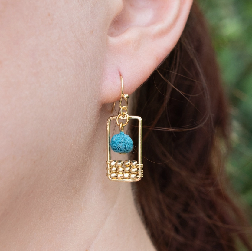 Kantha Mini Frame Earrings