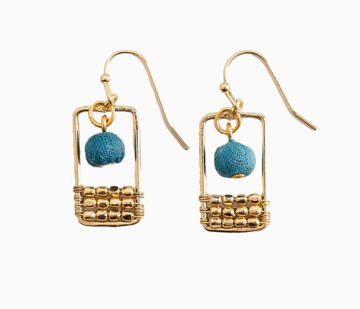 Kantha Mini Frame Earrings